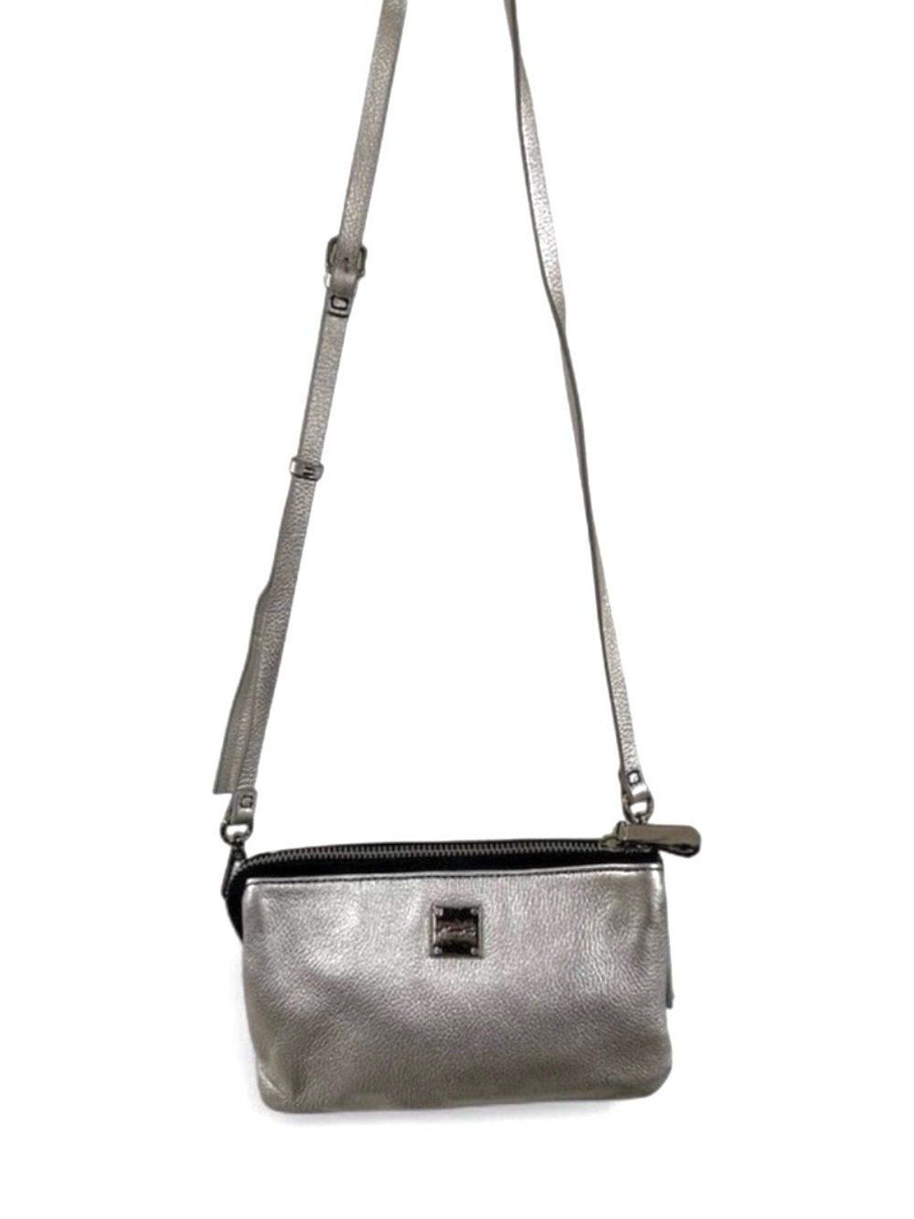 Kenneth Cole Vintage Y2K Metallic Silver Genuine Leather Ladies’ Crossbody Bag